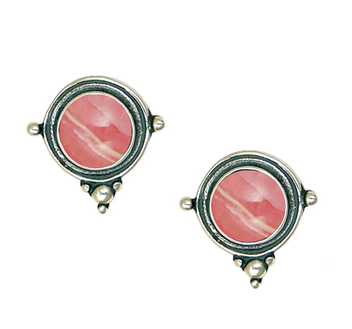 Sterling Silver Rhodocrosite Moonstone Post Stud Earrings